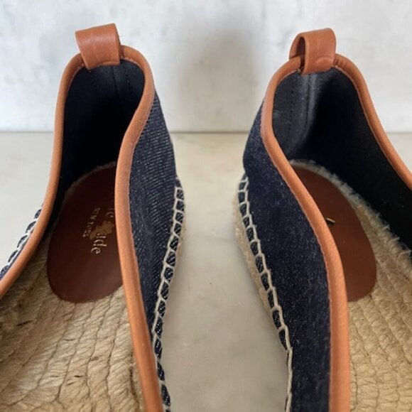 KATE SPADE Lara Denim Jute Leather Tab Espadrille Flat 7 - Picture 11 of 16